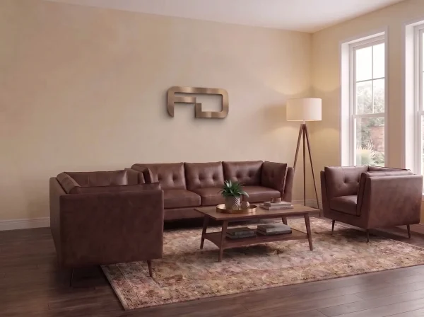 Brooklyn Vintage Brown Faux Leather Sofa Suite