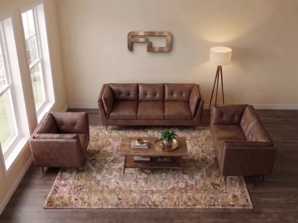 Brooklyn Vintage Brown Faux Leather Sofa Suite