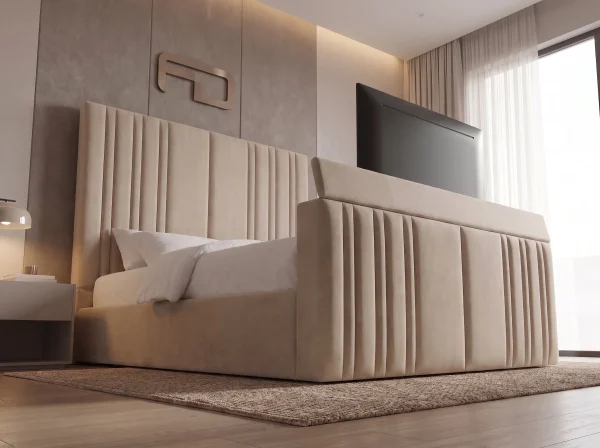 Lincoln Luxury Segmented Fluted TV Lift Bed (2 Piece Headboard)
