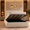 Aria Minimalist Curved Bouclé Ottoman Bed