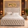 Balmoral Luxury Chesterfield Wingback Ottoman Bed Front angle Balmoral Luxury Chesterfield Wingback Ottoman Bed