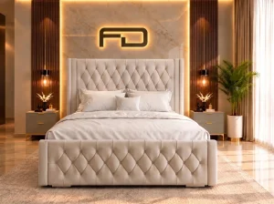 Balmoral Luxury Chesterfield Wingback Ottoman Bed