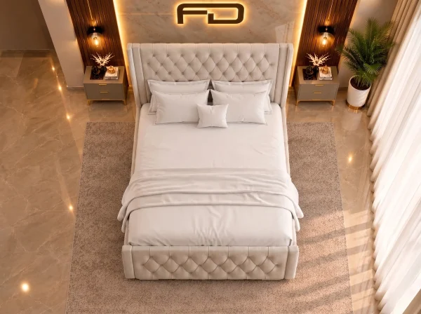 Balmoral Luxury Chesterfield Wingback Ottoman Bed Top angle Balmoral Luxury Chesterfield Wingback Ottoman Bed