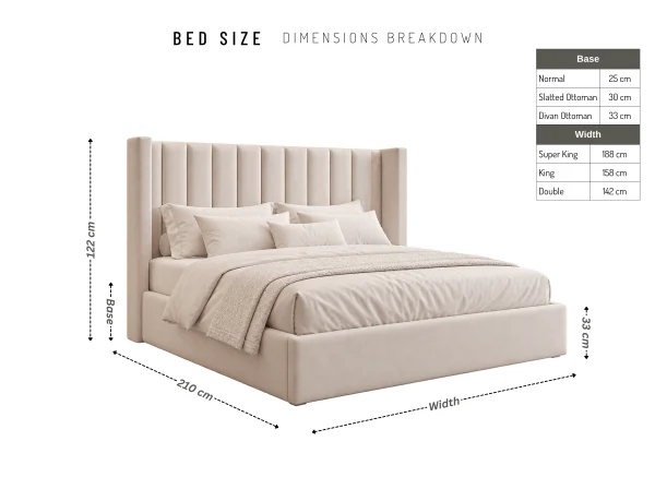 Hampton Premium Wingback Fluted Ottoman Bed