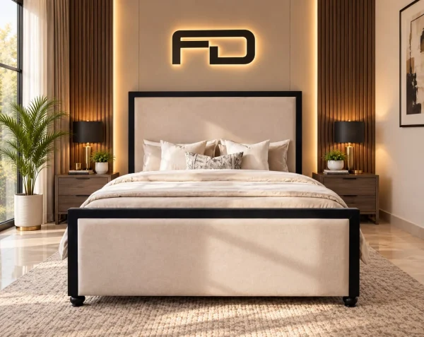 Kingston Luxury Contrast Border Upholstered Ottoman Bed