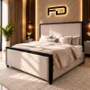 Kingston Luxury Contrast Border Upholstered Ottoman Bed
