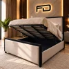 Kingston Luxury Contrast Border Upholstered Ottoman Bed