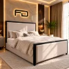Kingston Luxury Contrast Border Upholstered Ottoman Bed