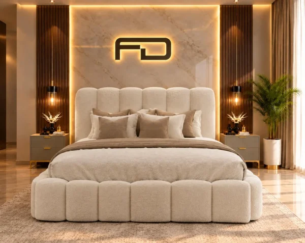 Sorrento Luxury Cream Bouclé Cloud Ottoman Bed