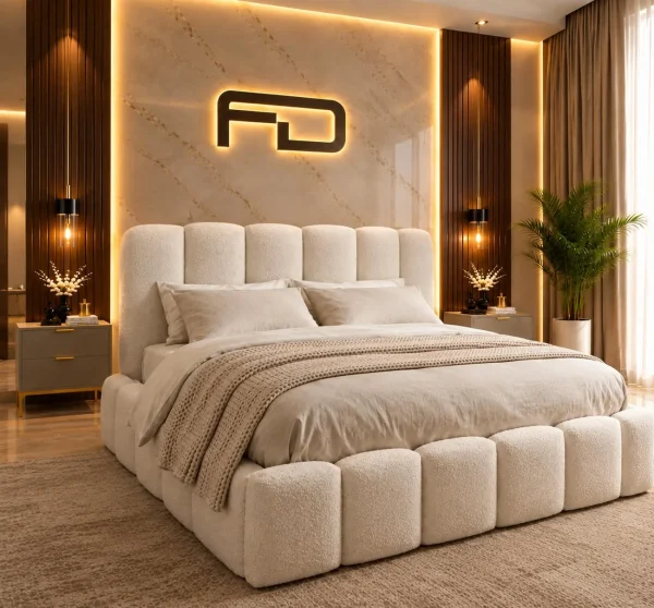 Sorrento Luxury Cream Bouclé Cloud Ottoman Bed