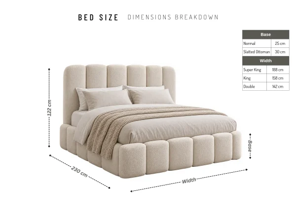 Sorrento Luxury Cream Bouclé Cloud Ottoman Bed